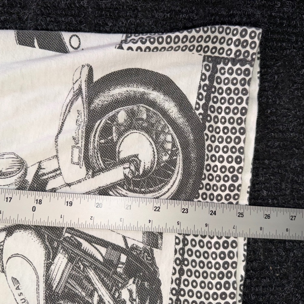 Vintage 90s All Over Print Eagle Motorcycle T-Shirt Single Stitch White 22x26 - Picture 6 of 8